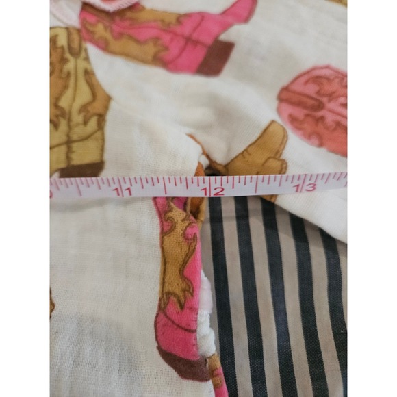 Mud Pie Cowboy Boot Romper Kids 12-18M Pink Cream NEW Muslin One-Piece Headband - Picture 5 of 6